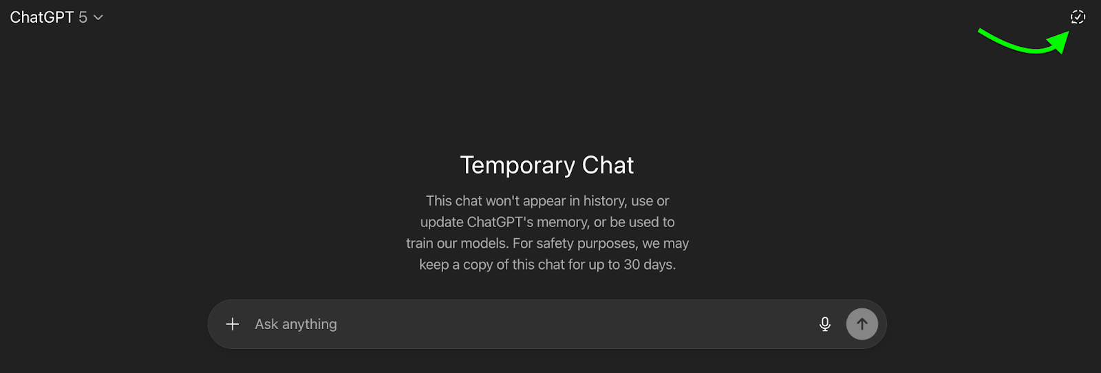 ChatGPT Basics temporary chat
